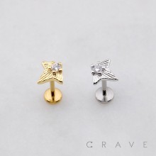 SHOOTING STAR MOTIF CZ THREADLESS (PUSH IN) 316L SURGICAL STEEL LABRET SET